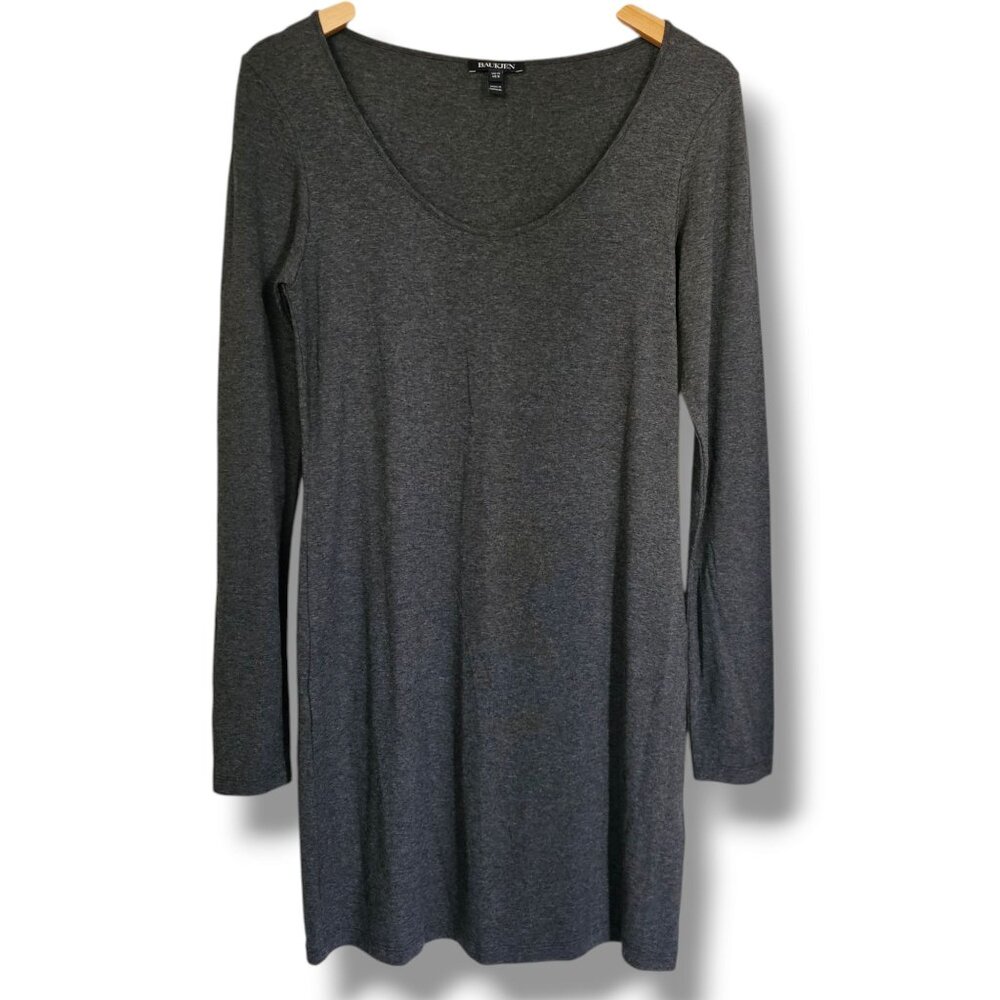 Baukjen‎ Bodycon Dress Grey Long Sleeve Size 8 Stretch Scoop Neck Neutral Staple